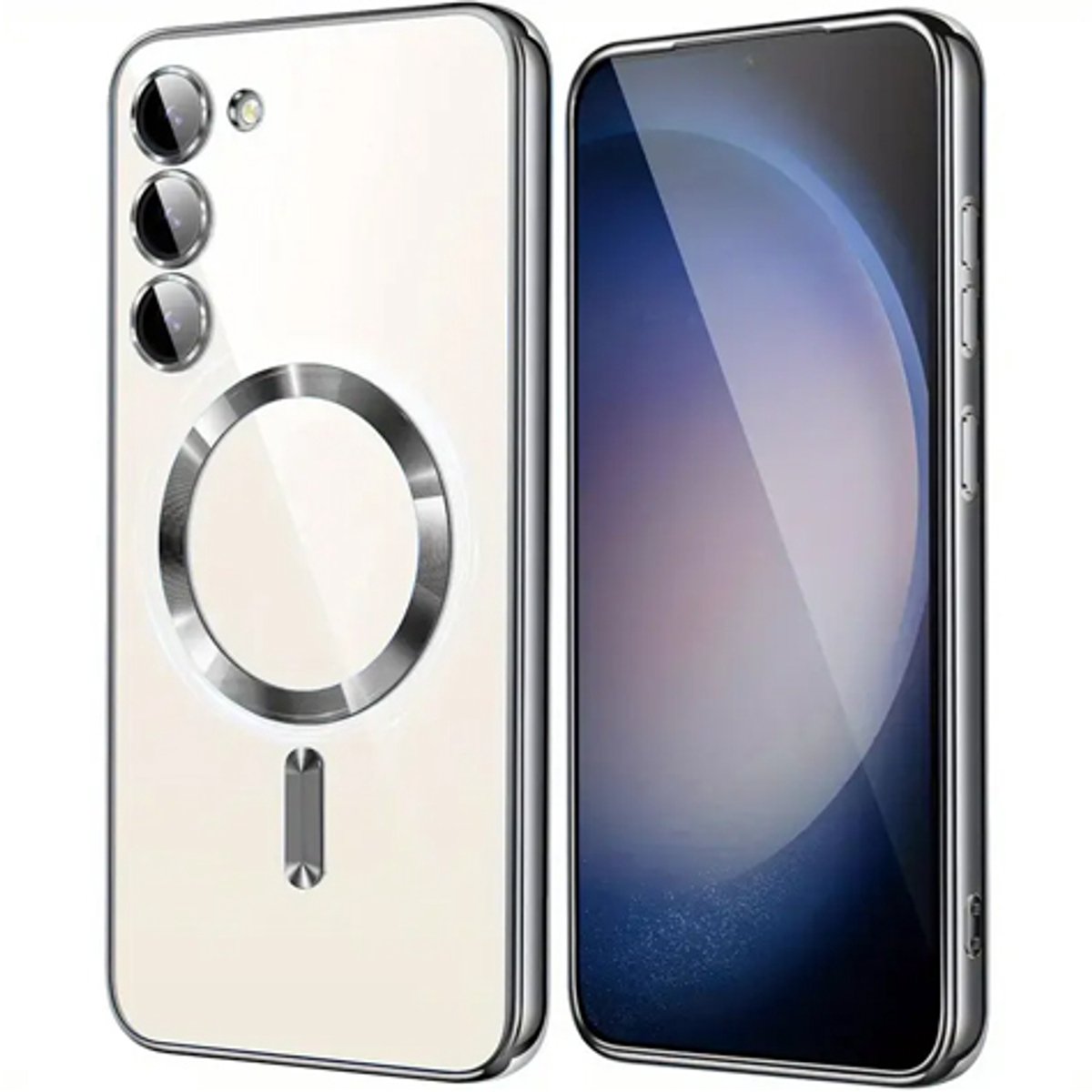 Geschikt voor Samsung A15 – Zilver - Hoesje met Camera Lens Bescherming – Back Cover - TPU