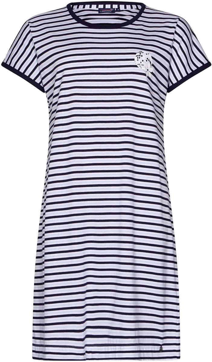 Rebelle Dames Nachthemd Rebelle - Dancing Queen - Bio Katoen - Gestreept blauw