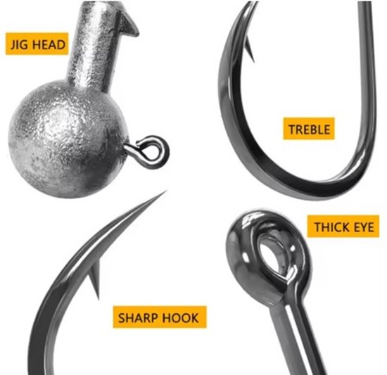 3 Stuks - Jigkoppen 4 gram - Jigheads - Jigkop voor shads & twisters - Roofvissen - Snoek - Baars - Snoekbaars - Kunstaas van Sportsgear Unlimited — afbeelding 2