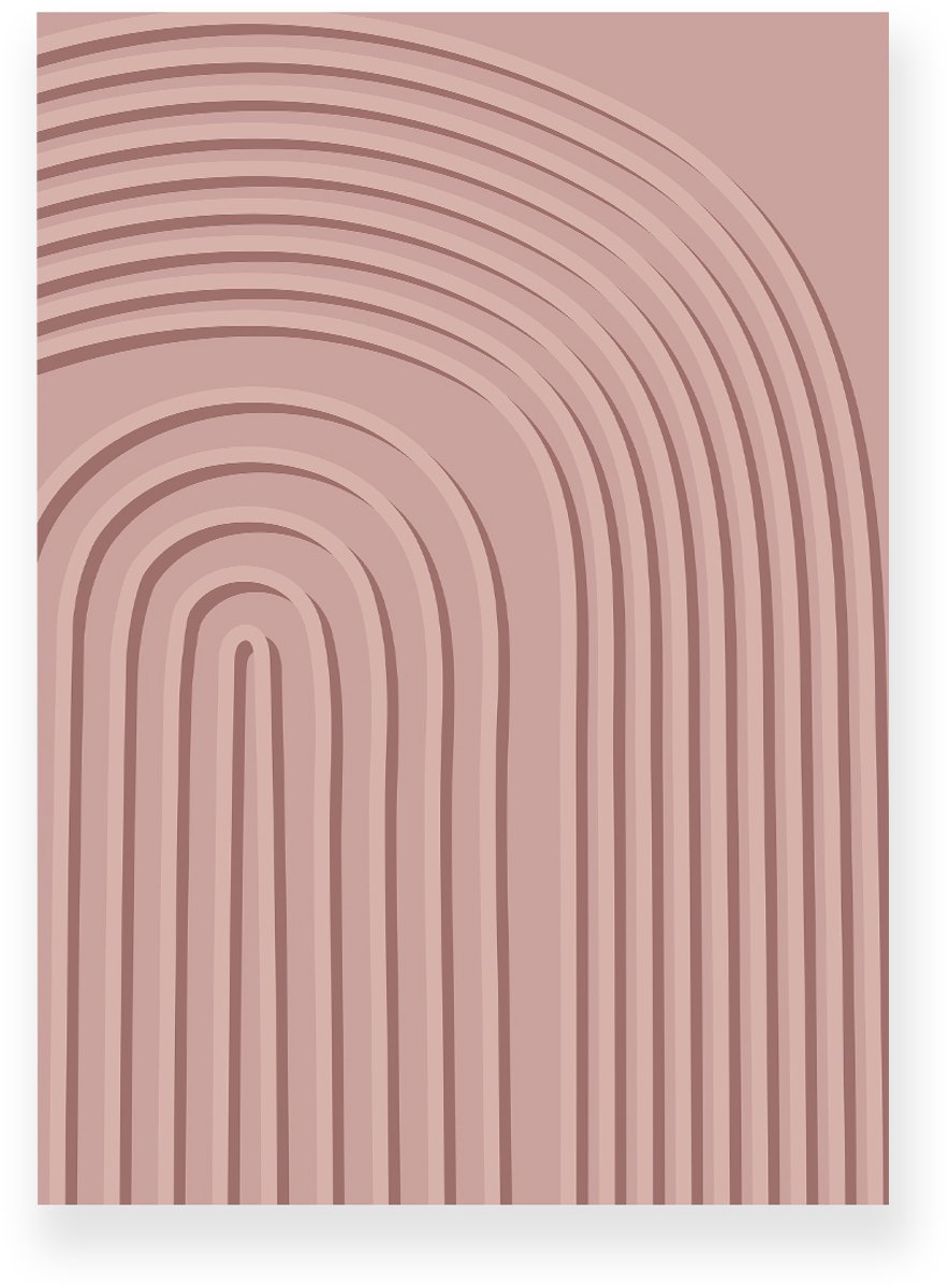 Yisual Poster 50x70 cm - Organische Lijnen - Roze - Minimalistisch - Japandi - Muurdecoratie - Wanddecoratie