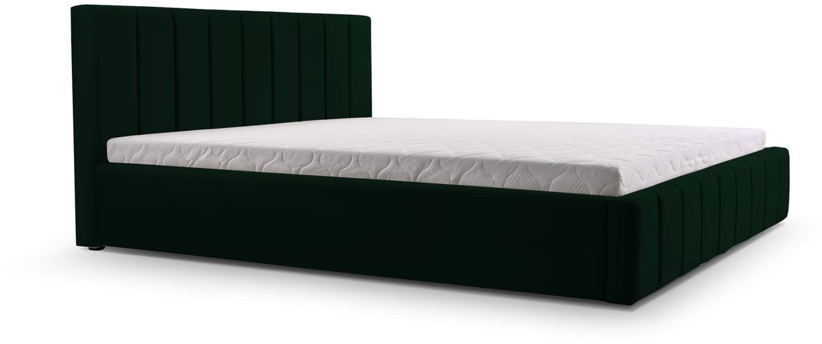 Bed 01 - Gestoffeerd bed met Fluweel Beklede Tweepersoonsbed - 180x200 cm - Elegant en Comfortabel - Donkergroen (TRINITY 28)