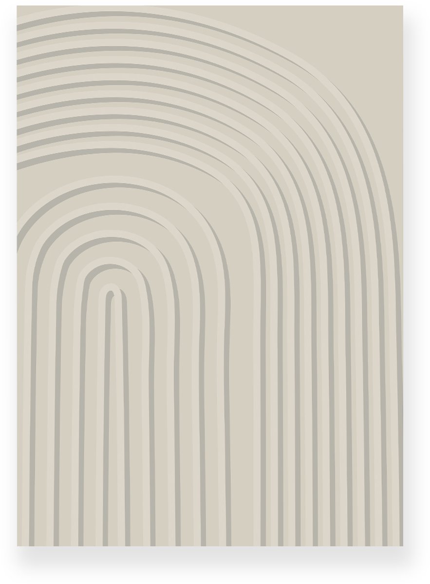 Yisual Poster 50x70 cm - Organische Lijnen - Beige - Minimalistisch - Japandi - Muurdecoratie - Wanddecoratie