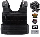 ZEUZ Gewichtsvest 25,5 KG voor Calisthenics. Fitness & CrossFit – Tactical Weighted Vest & Trainingsvest - Verstelbaar in Gewichten – 25 Standen – Zwart