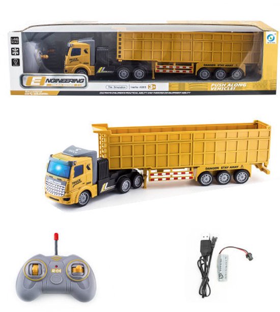Rc Vrachtwagen met Laadbak - Engineering Kiepwagen - afstand bestuurbaar - oplaadbaar 36CM