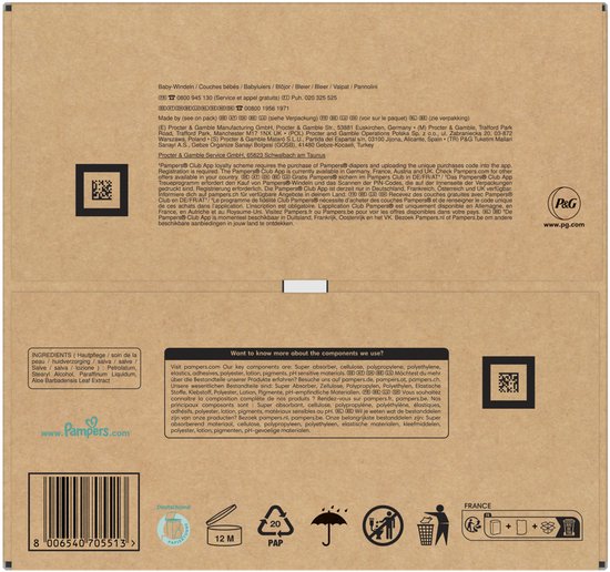 Pampers Premium Protection Maat 1, 180 Luiers, 2kg-5kg