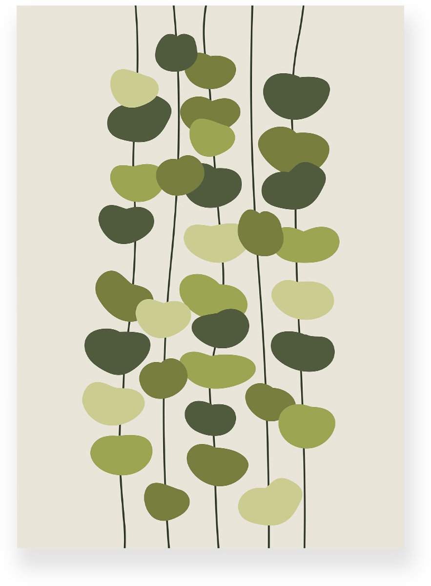 Yisual Poster 20x30 cm - Eucalyptus Takken - Planten - Groen - Beige - Minimalistisch - Botanisch - Muurdecoratie - Wanddecoratie