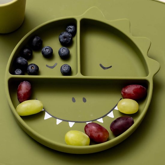 Trixie Siliconen met Zuignap Bord Mr. Dino - Kinderservies - 100% Food Grade silicone -Vaatwas en Microgolf bestendig - Dino van Trixie — afbeelding 3
