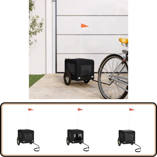 Zwarte Hondenfietskarren Vidaxl.be