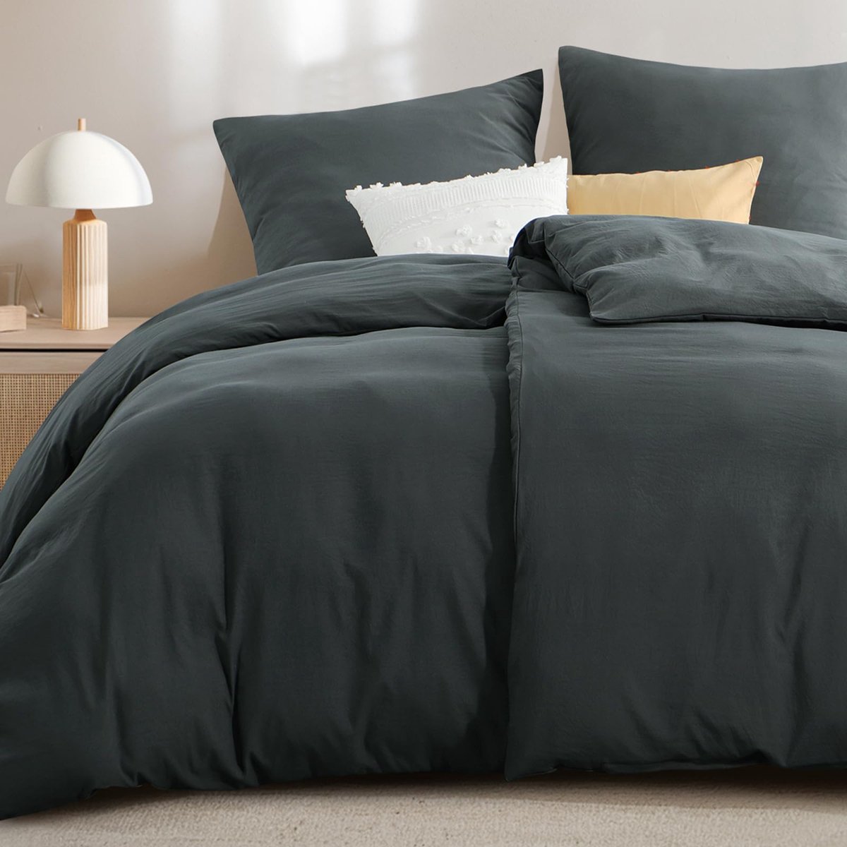 Unyqoos ® Beddengoedset van Zacht Katoen met Vierdelige Set voor Comfortabel Slapen antraciet