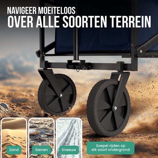 Avalo Bolderkar XL - Opvouwbaar - Tot 110KG - 91x51x103 CM - 120L - 360º Wielen - Blauw van Avalo — afbeelding 4