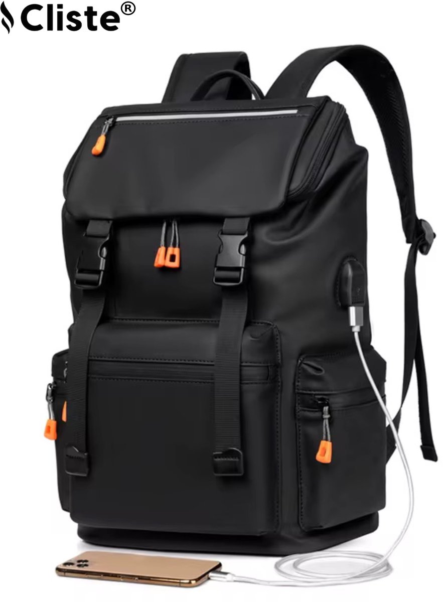 Cliste Schooltas voor jongens - USB-Oplaadfunctie - Schoolrugzak - Rugtas Jongen, Schooltas Tiener Kind - Stijlvolle en Duurzame Jongenstas - Zwart