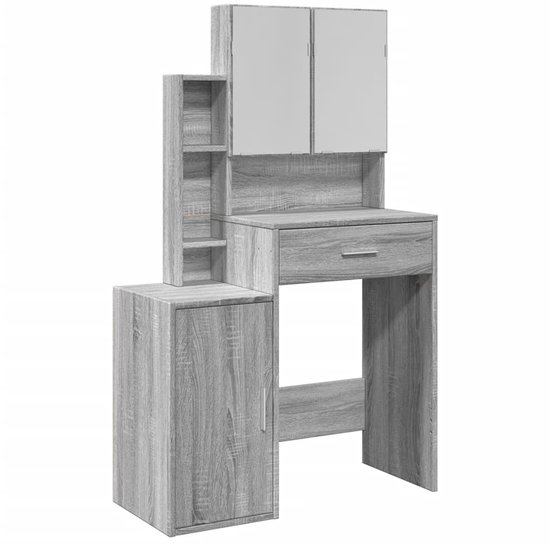 vidaXL Kaptafel - Grijs Sonoma Eiken - 80x35x132 cm Kaptafel - Make-up Tafel - Dressing Table - Badkamer Meubel - Grijze Kaptafel