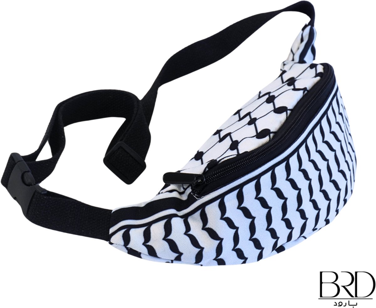 BRD® For Palestine | Witte Heuptas met Palestijnse keffiyeh patroon | met extra vakje | buiktasje heuptasje money belt