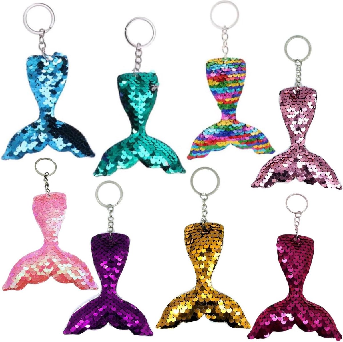 Image of 8 stuks pailletten sleutelhanger voor handtassen, portemonnees, verjaardagsfeesten en rugzakaccessoires
