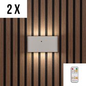 Akudeco – Oplaadbare wandlamp met 5200mAh accu en afstandsbediening – Rechthoek – 3000K – Wit - 2 stuks