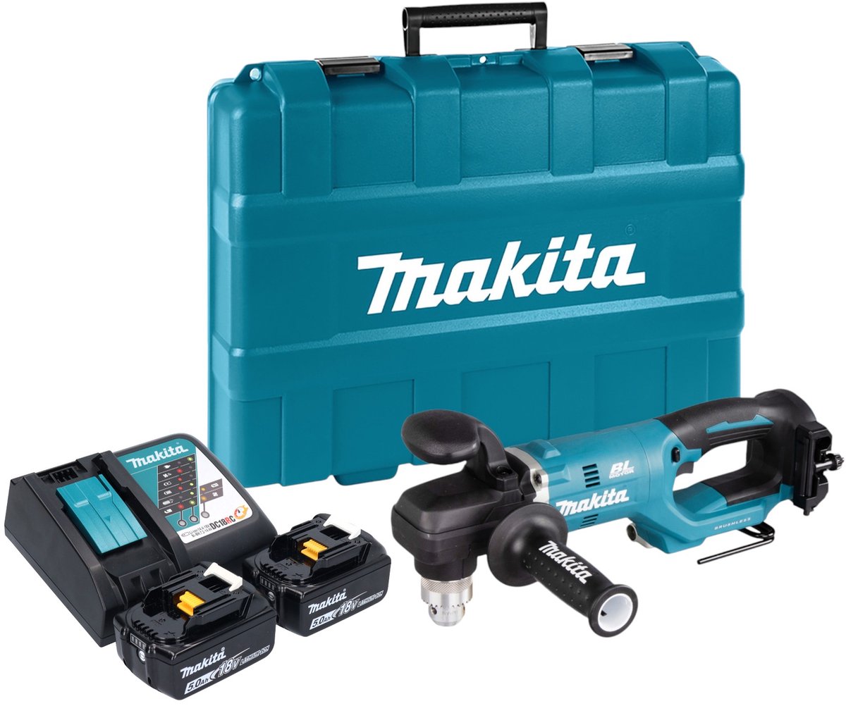 Makita DDA 450 RTK accu haakse boormachine 18 V 70 Nm borstelloos + 2x accu 5.0 Ah + lader + koffer