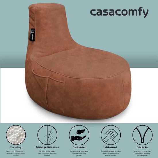 Casacomfy - ModiLounge - Pouf - Adultes - Caramel Latte - Aspect cuir - Tissu doux