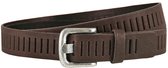 Landley Bruine Leren Kinderriem Unisex - Geperforeerde Gleufjes Riem - Jongen / Meisje - Echt Leer - Breedte 3 cm - Bruin - Lengte totaal 80 cm / Riemmaat 65