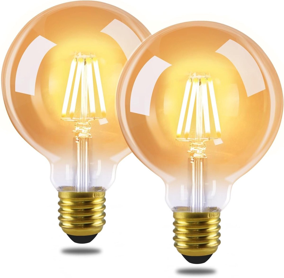 NETTLIFE G80 Filament lamp - 2700K Warm wit - E27 - 2 Stuks - Amber - Retro lamp - 4W Edison lamp - globe lampen