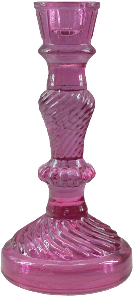 by Mooss - Kandelaar - Glas - Kaanch - Donker Pink - 20cm - Trendy