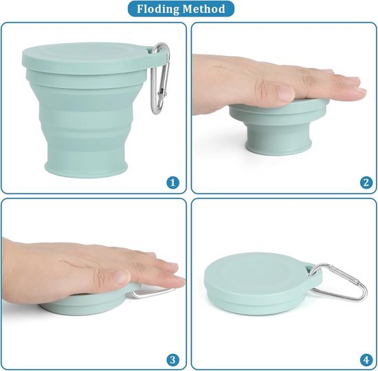 2 stuks opvouwbare siliconen bekers - 180 ml - Kampeer beker - siliconen vouwbekers - Herbruikbare draagbare - Opvouwbare beker - Travel Cup - Pocket Cup - opvouwbare mok met deksel - opvouwbare reisbeker - wandelingen buiten — afbeelding 3