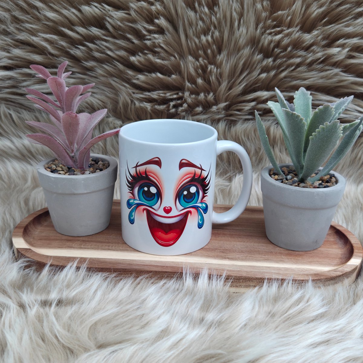 Keramieken Mok met Lachend Gezicht – Huilen van het Lachen Design – Witte Beker 330 ml – Grappig Cadeau voor Vriend(in) of Collega – Vaatwasserbestendig – Trendy nu