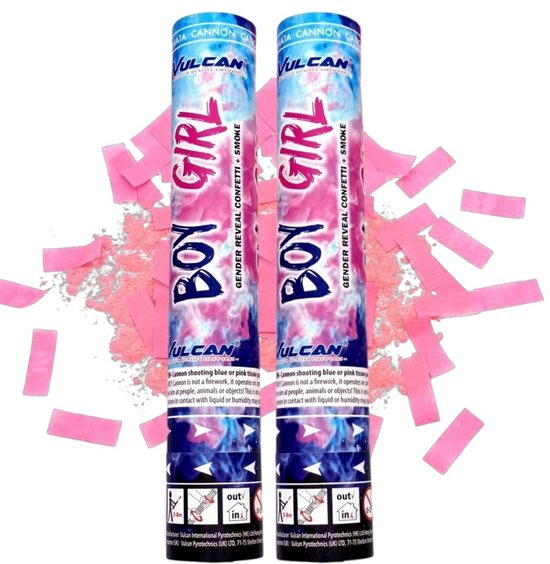 2 stuks Gender Reveal Rookkanon Roze Meisje - Confetti Kanon - Feest Shooter - Gender Reveal Party - Confetti & Rook