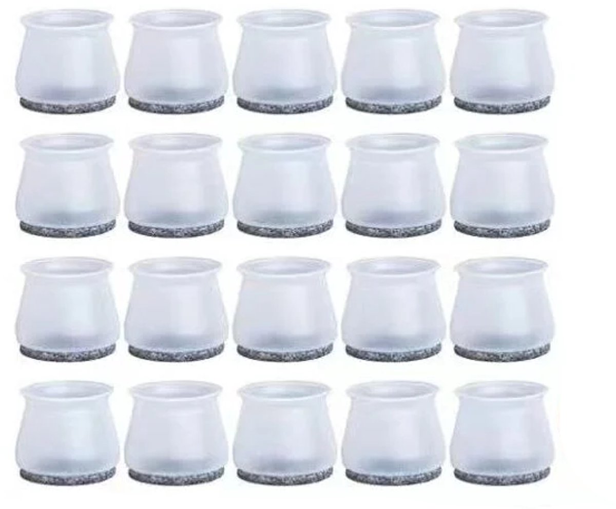 Stoelpootkussens - 20 stuks - meubelkussens - Stoelpoot Doppen - Stoelpootbeschermers - siliconen - met vilt - wit - ronde - past op 3-5 cm - voor hardhouten vloeren en tegel