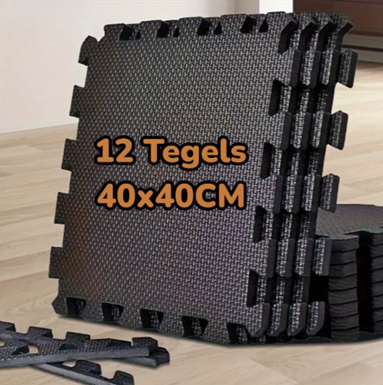 Hulser Puzzelmat - 30x30x1 cm - 24 stuks - 2,16 m2 - EVA foam mat - Fitnessmat ondergrond - Vloerbeschermer tegels - Rubberen isolatiemat - Fitness vloer ondertegels - Speelmat – Sportvloer - Zwembad