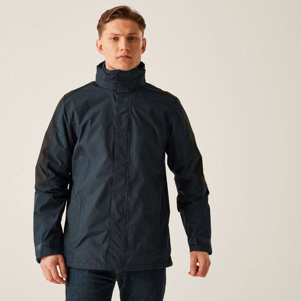 Jas Heren Contrasterende Mouwen Capuchon Blauw