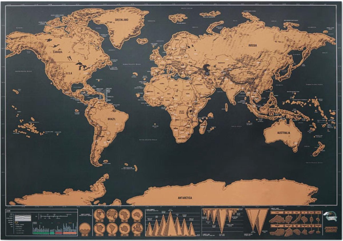 Einde bolvormig Eerlijkheid Wereldkaart krassen - Scratch map krassen - World scratch map - Wereld  kraskaart -... | bol.com