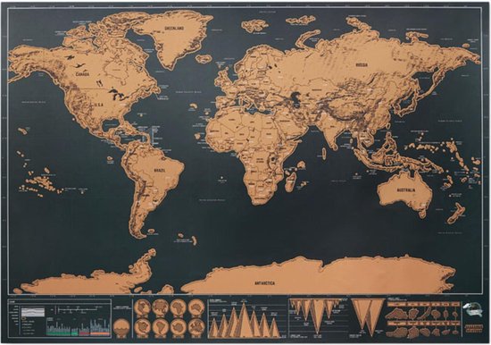 zoals dat chocola evolutie Wereldkaart krassen - Scratch map krassen - World scratch map - Wereld  kraskaart -... | bol.com