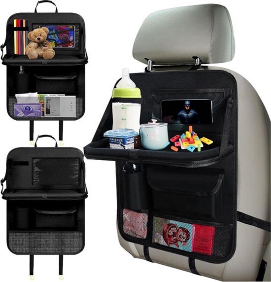 2 stuks rugleuningbeschermers voor kinderen, auto-organizer voor kinderen, autostoelorganizer met 10 inch iPad-tas, 600D Oxford-stof, waterdichte autostoel, achterbank, organizer, 10 vakken