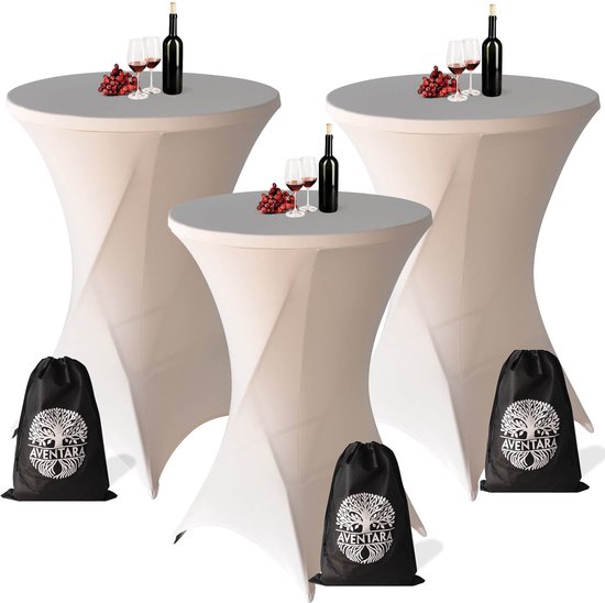 Foto: Statafelrok champagne beige x 3 80 85 x 110 cm luxe statafelhoes extra dik stretch stof 3 stuks inclusief opbergtas ideaal voor bruiloften feest bruiloft en cocktailparty s