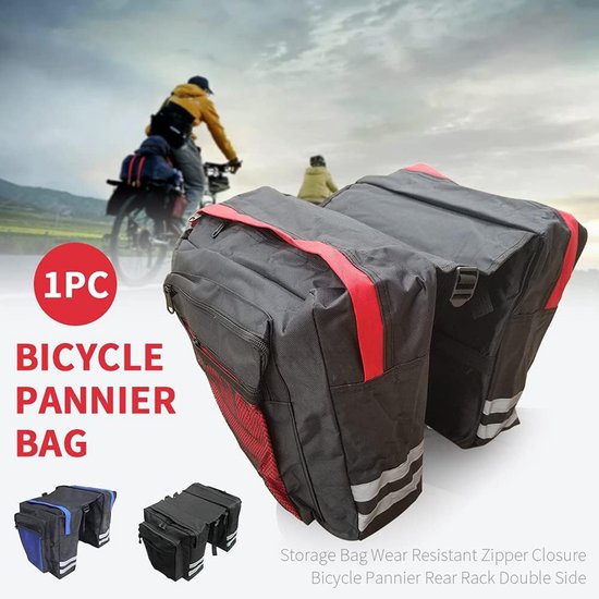 Fietstassen - Fietsenrekken - Waterdichte tas - Reflecterende strip - Zadeltassen - Achterbank draagtas - Fietsen accessoires - 27L - Met regenhoes Double Bicycle Bag van Fietstas — afbeelding 2