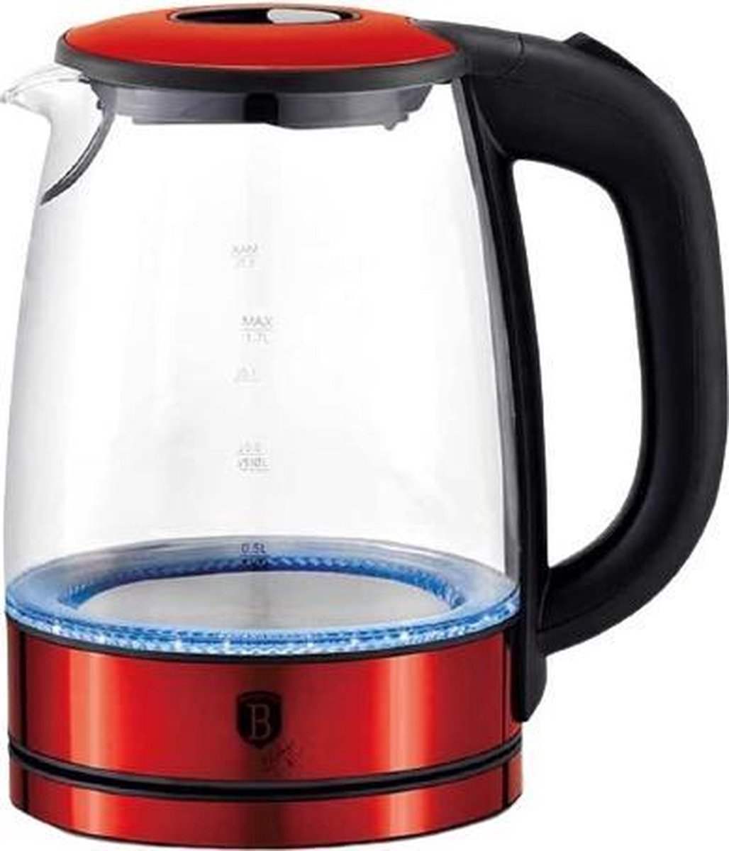 Berlinger Haus 9117 - Glazen waterkoker met Led verlichting - Burgundy rood