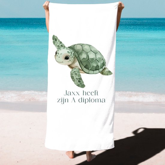 Grande serviette de plage 100 x 175 cm personnalisée - Turquoise Turtle
