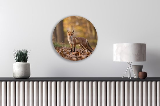 Saammp Muurcirkel Hout - Vos in het bos - Natuur - Dieren - Ø 60 - Wandcirkel - Wanddecoratie Cirkel - Muurdecoratie Woonkamer - Slaapkamer decoratie - Rond Schilderij