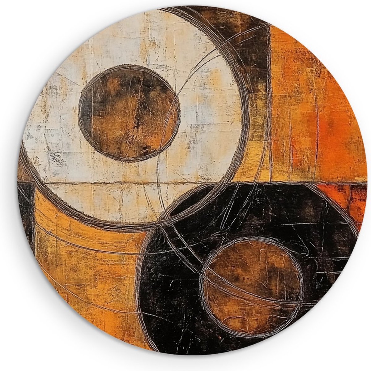 Saammp Forex Muurcirkel - Cirkels - Abstract kunstwerk - Ø 80 - Wandcirkel - Wanddecoratie Cirkel - Muurdecoratie Woonkamer - Slaapkamer decoratie - Rond Schilderij