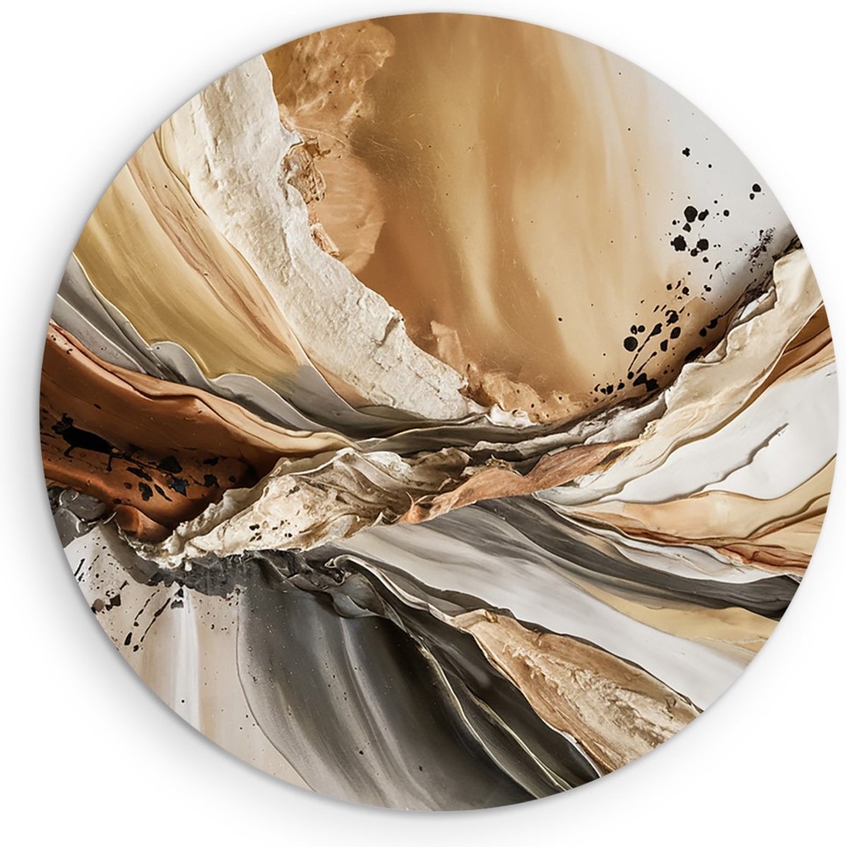 Saammp Muurcirkel Hout - Beige - Bruin - Abstract - Ø 70 - Wandcirkel - Wanddecoratie Cirkel - Muurdecoratie Woonkamer - Slaapkamer decoratie - Rond Schilderij