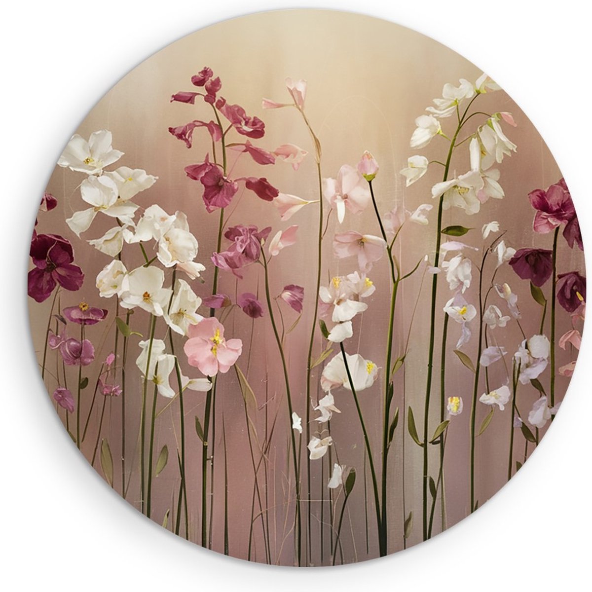 Saammp Forex Muurcirkel - Kleurrijk bos bloemen - Natuur - Landschap - Ø 70 - Wandcirkel - Wanddecoratie Cirkel - Muurdecoratie Woonkamer - Slaapkamer decoratie - Rond Schilderij