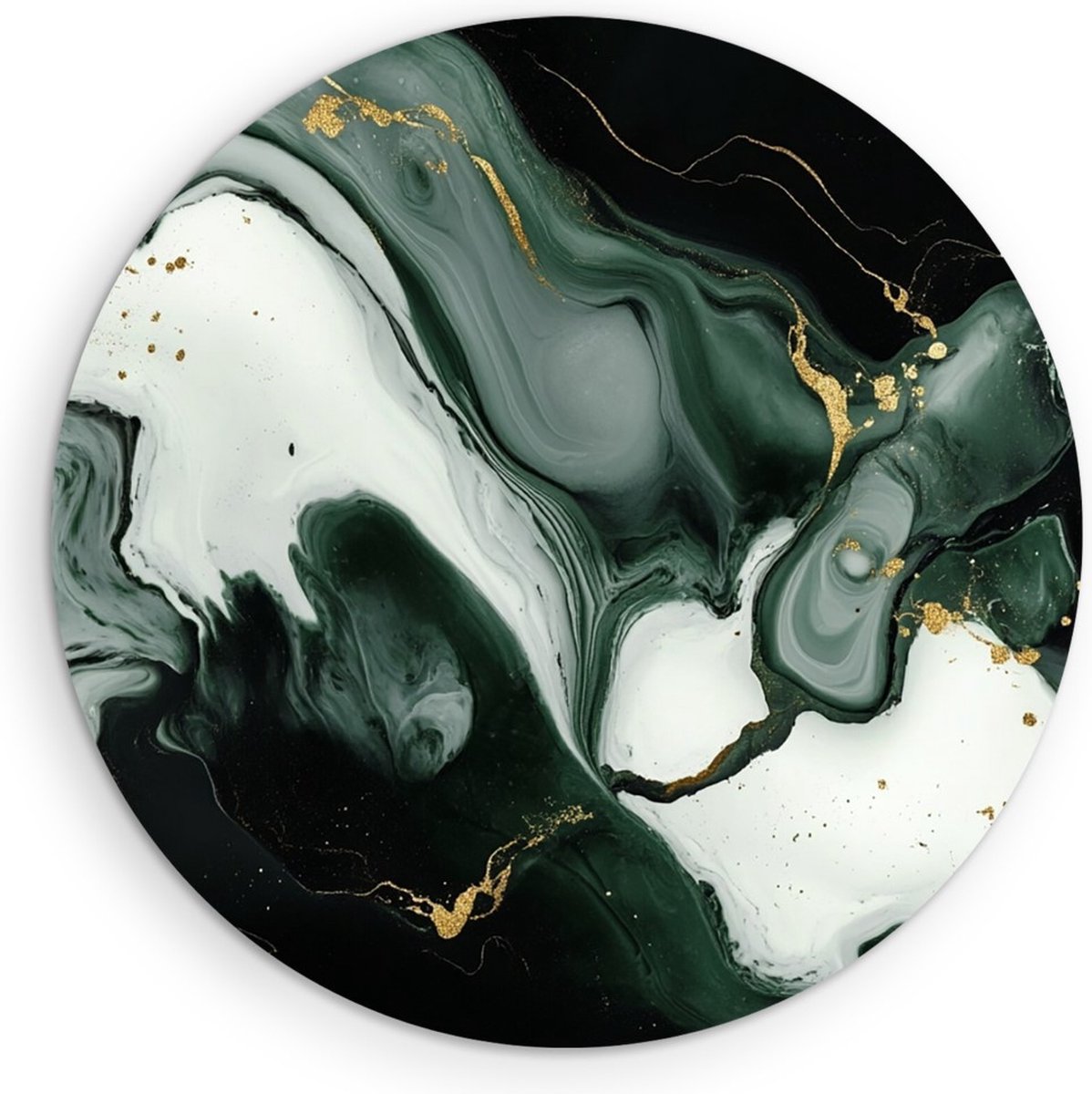 Saammp Muurcirkel Hout - Goud wit marmer - Abstract kunstwerk - Ø 50 - Wandcirkel - Wanddecoratie Cirkel - Muurdecoratie Woonkamer - Slaapkamer decoratie - Rond Schilderij