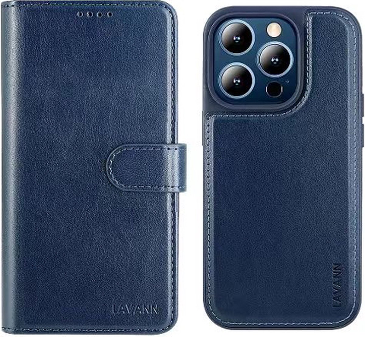 Telefoonhoesje Leer Book Case 2 in 1 - Geschikt voor iPhone 15 - Blauw - Magnetic Case
