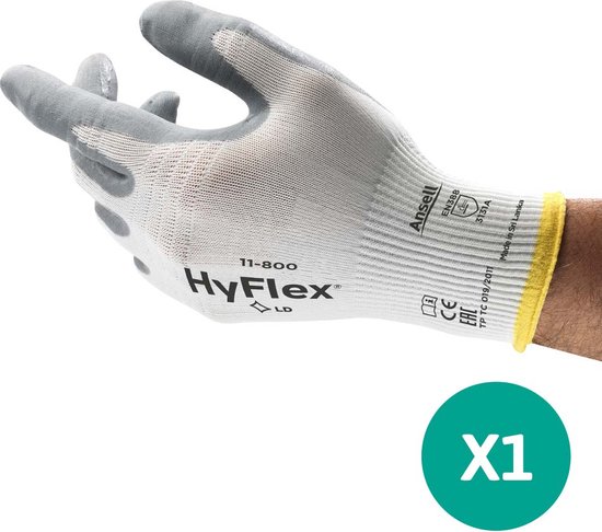 HyFlex® 11-800 - Werkhandschoen, DIY, Garage, Montage, M, Wit, 3 paar