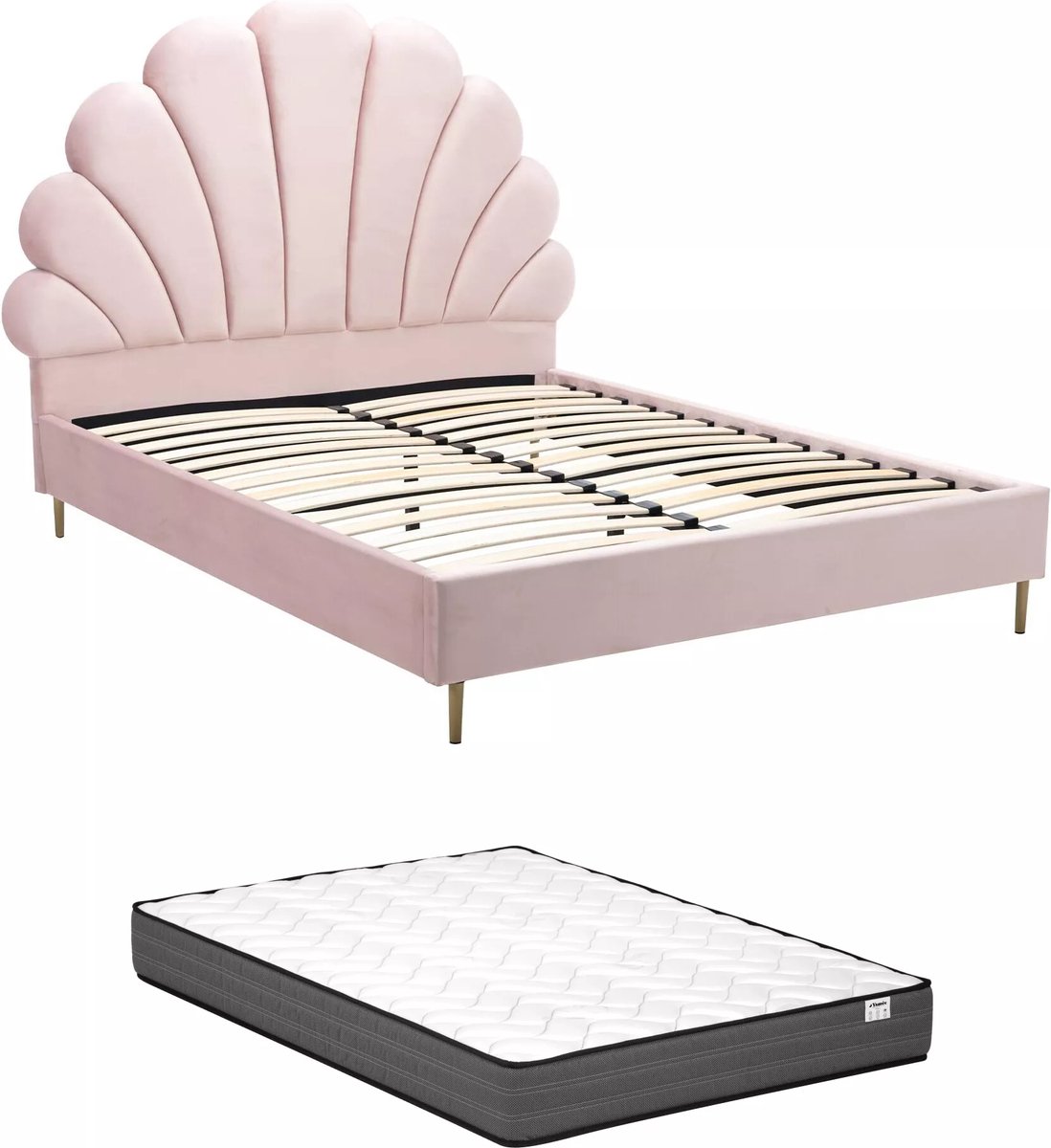 Vente-unique Bedframe fluweel roze 160 x 200 cm LIVAYA