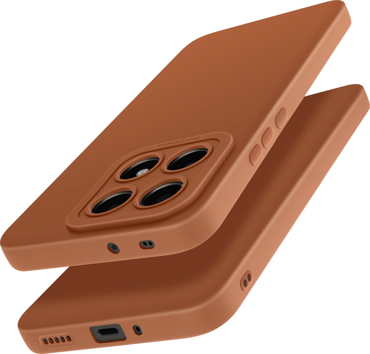 Avizar Hoesje Geschikt voor Xiaomi 14T Pro Silicone Matte Camera Block Beschermd, Bruin