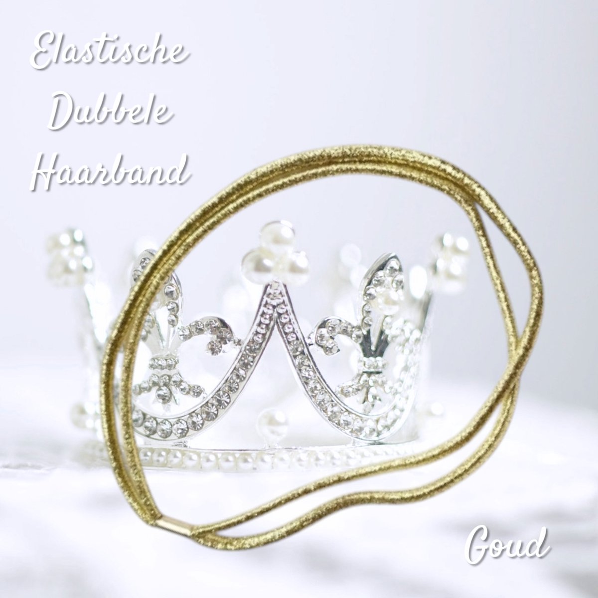 H.A.M.A. - Elastische dubbele haarband / hoofd elastiek - goud - 1 stuks - volwassen jeugd - dames meisjes - casual - gala bruiloft - themafeesten carnaval - feestdagen - sport