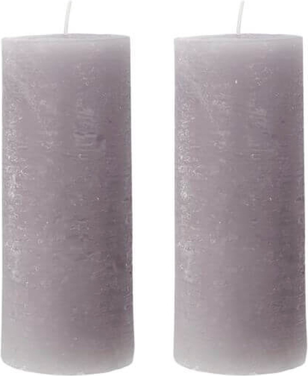 Kaars Rustic grijs 15cm - 2 stuks