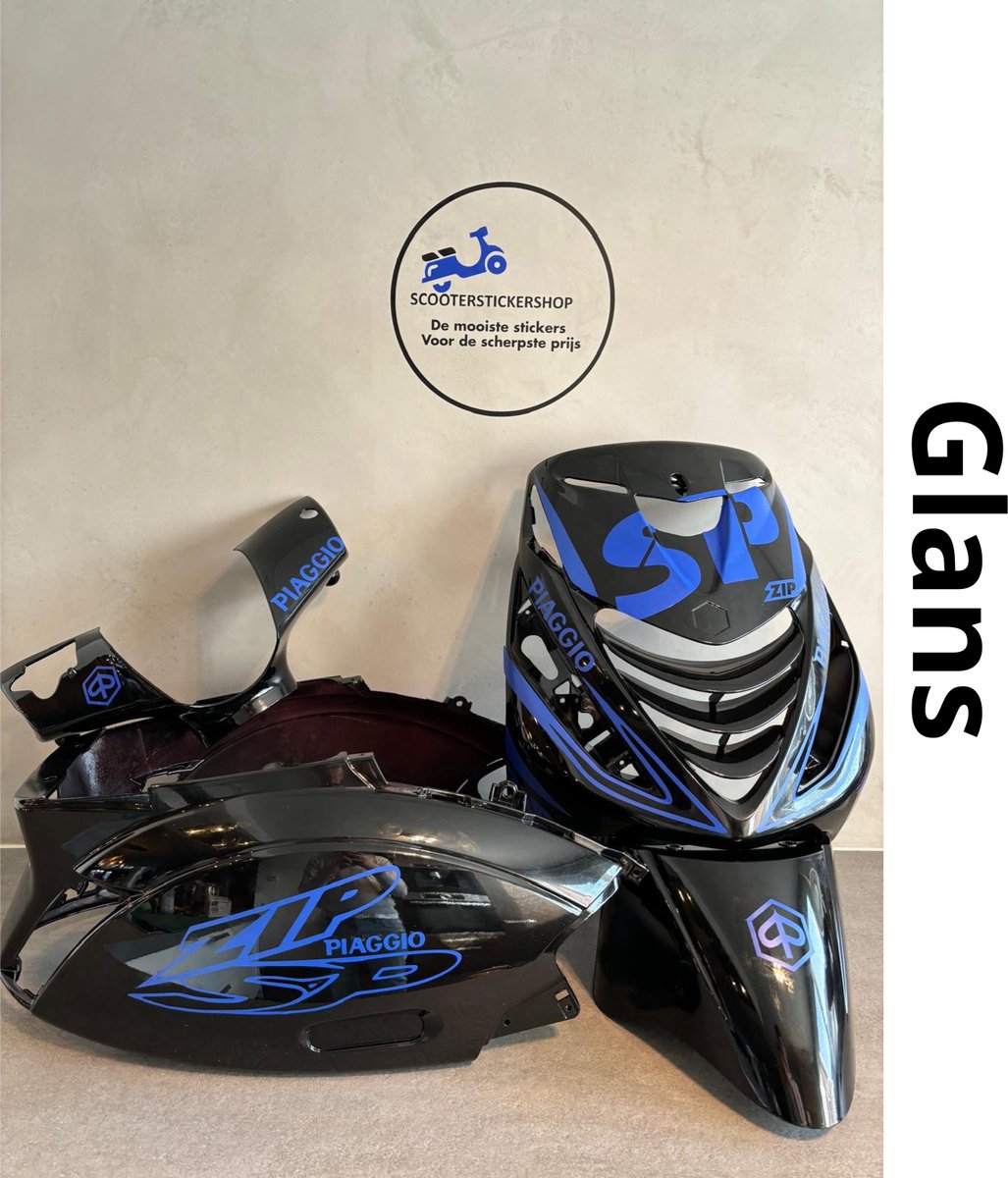 Zip SP set - Stickerset Zip - Scooterstickers - Piaggio Zip SP - Piaggio Zip - Glans Donker Blauw
