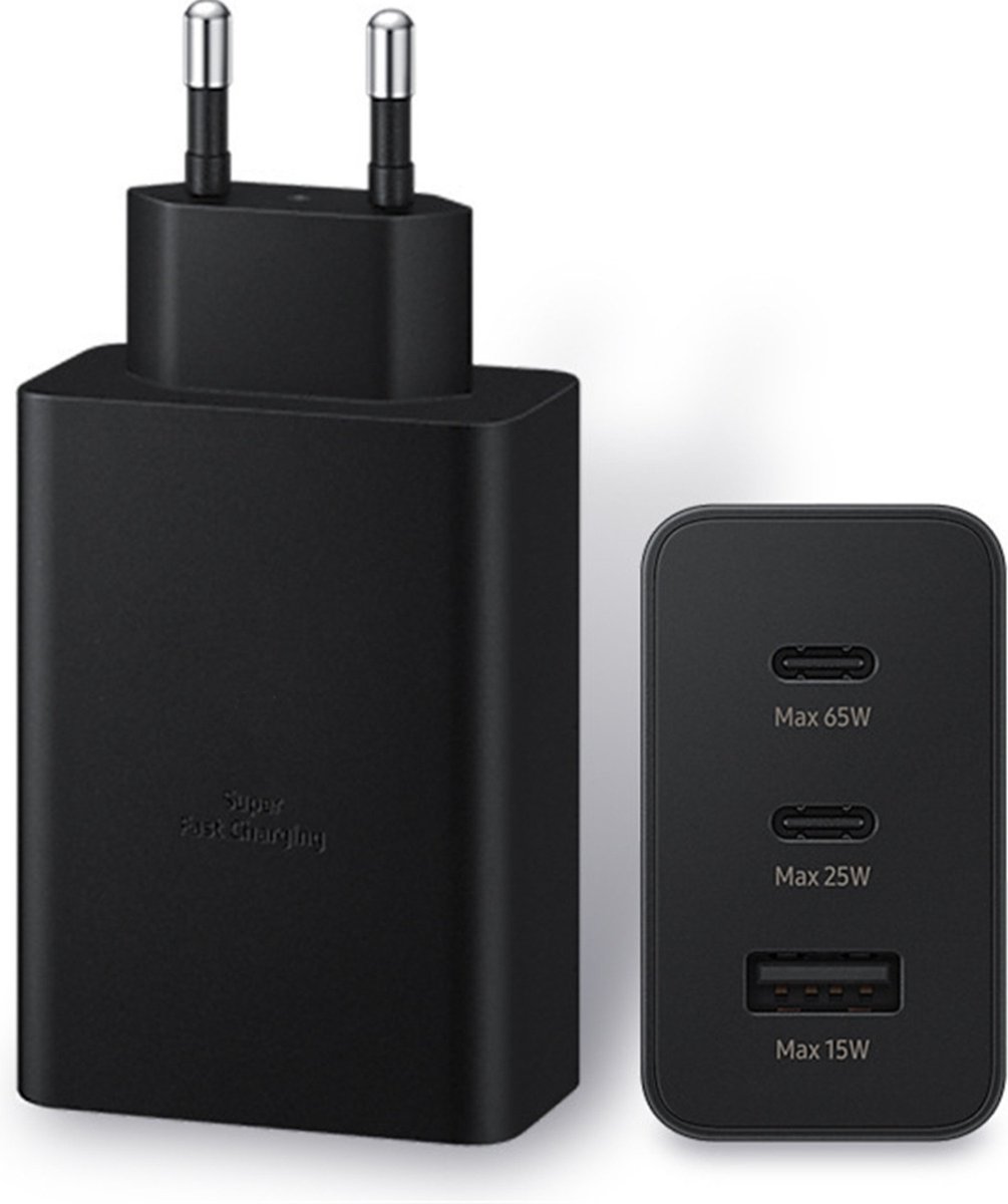 BSTNL USB C Snellader 65W - Geschikt voor al jouw USB-C Apparaten - Universeel - Oplader - 3 Poorten - 2x USB-C & USB-A - Fast Charger - Snellader - USB-C-Adapter - USB Stekker - Zwart